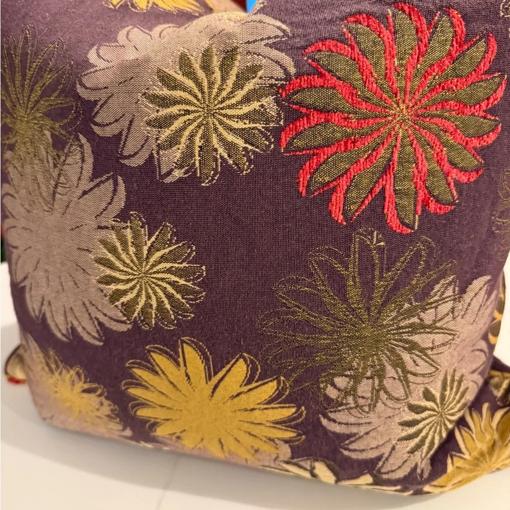 Crate&Barrel Floral Accent Pillow - Purple, Yellow, Green, Red